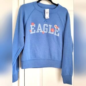 Blue Eagle Sweatshirt with Floral Accents